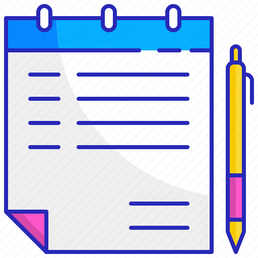 Blue, handwritten, note, page, paper, pen, white icon - Download on Iconfinder
