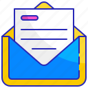 blue, envelope, gold, letter, mail, paper, white