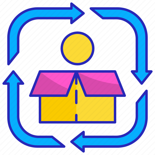Arrow, blue, cycle, gold, life, lifecycle, product icon - Download on Iconfinder