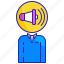 advertising, business, human, marketing, megaphone, person, promotion 