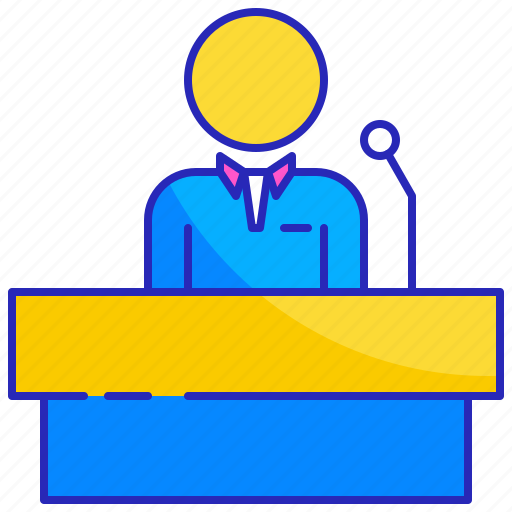 Engagement, microphone, person, podium, speak, speech, talk icon - Download on Iconfinder