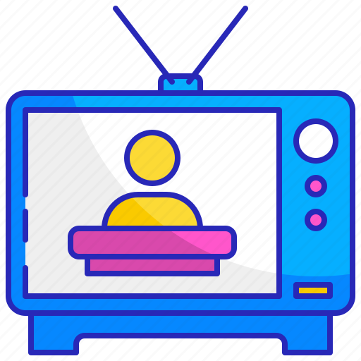 Blue, broadcast, broadcasting, commercial, person, television, tv icon - Download on Iconfinder