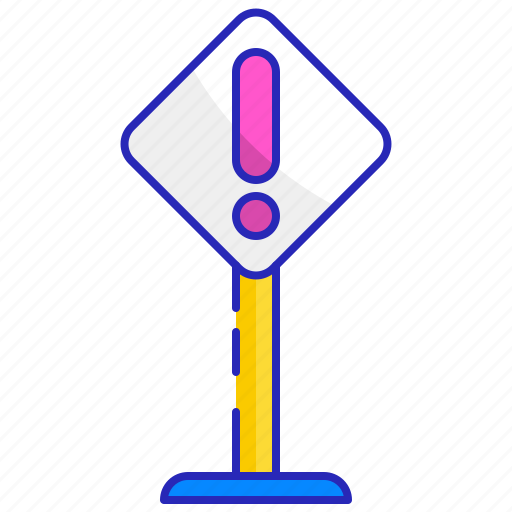 Board, exclamation, pink, post, sign, white, yard icon - Download on Iconfinder