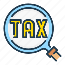 find, magnifier, review, search, tax, taxation