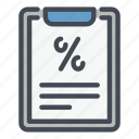 checklist, clipboard, list, percentage, fee, tax, loan