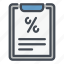 checklist, clipboard, list, percentage, fee, tax, loan 