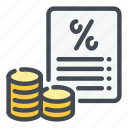coin, stack, report, invoice, percentage, fee, tax