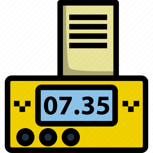 Meter, taxi, receipt, check, cab, car, transportation icon - Download on Iconfinder