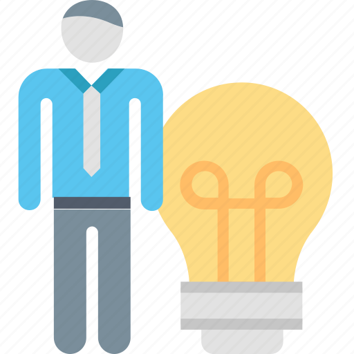 Idea, bulb, creative, employee, light, person, worker icon - Download on Iconfinder
