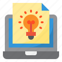 idea, file, lightbulb, laptop, business
