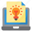 idea, file, lightbulb, laptop, business 