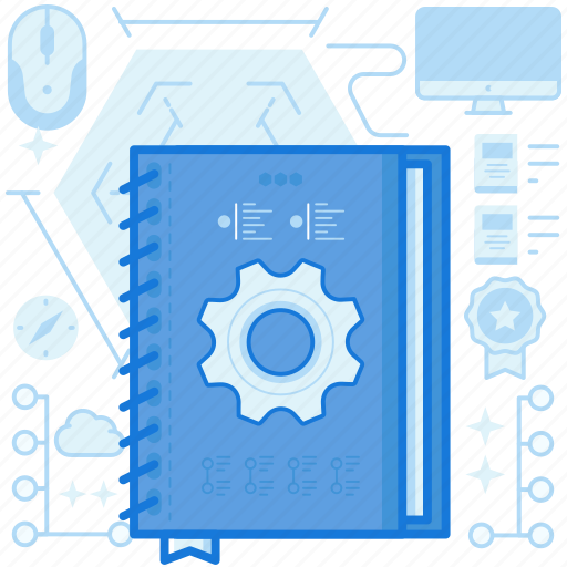 Book, cogwheel, gear, maintenance, notebook, options, preferences icon - Download on Iconfinder