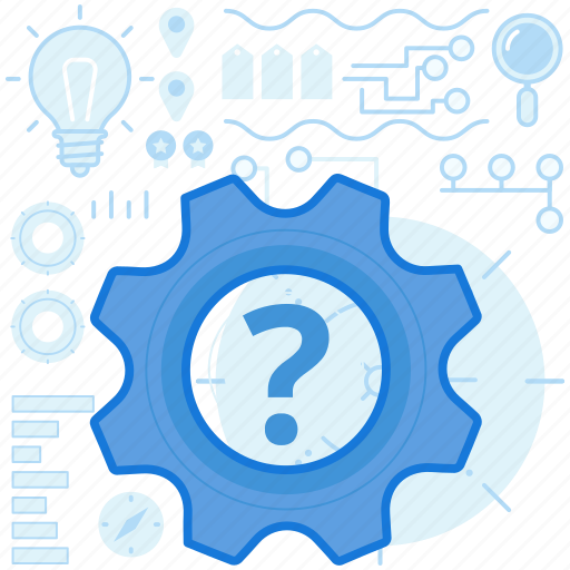 Cogwheel, faq, gear, maintenance, options, preferences, question icon - Download on Iconfinder