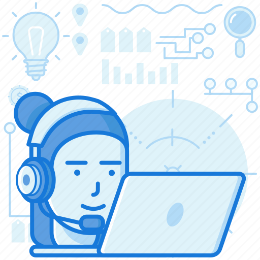 Customer, headphone, headset, laptop, support, tech, woman icon - Download on Iconfinder