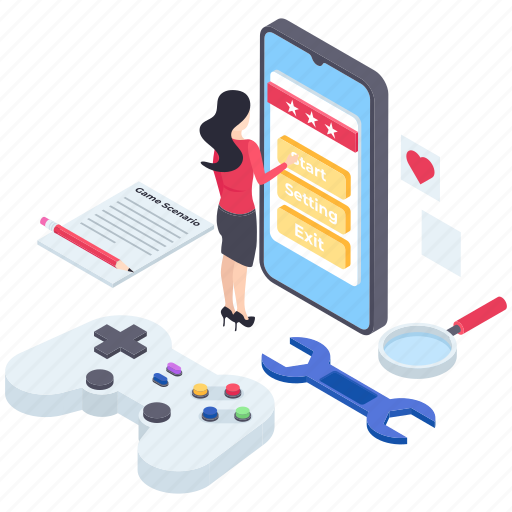 Game configuration, game development, game programming, game setting, mobile gaming illustration - Download on Iconfinder
