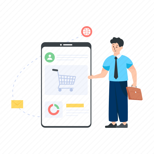 Ebusiness technology, ecommerce, online shopping, mobile shopping, eshopping illustration - Download on Iconfinder