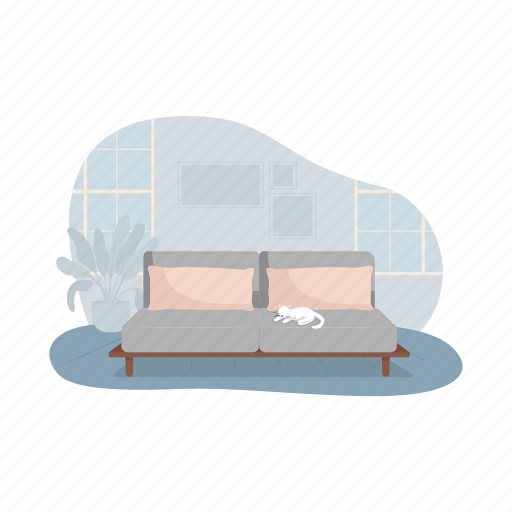 Home, room, bedroom, furniture, couch illustration - Download on Iconfinder