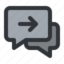 arrow, chat, communication, conversation, message, next