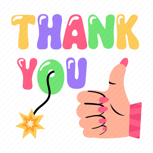 Thanks gesture, thumbs up, thank you, expressive text, thanks sign sticker - Download on Iconfinder
