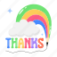 write thanks, lead pencil, thanks word, cloud rainbow, expressive text 