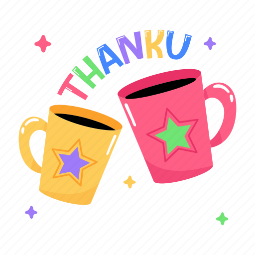 Coffee cheers, coffee cups, coffee mugs, thank you, tea mugs sticker - Download on Iconfinder