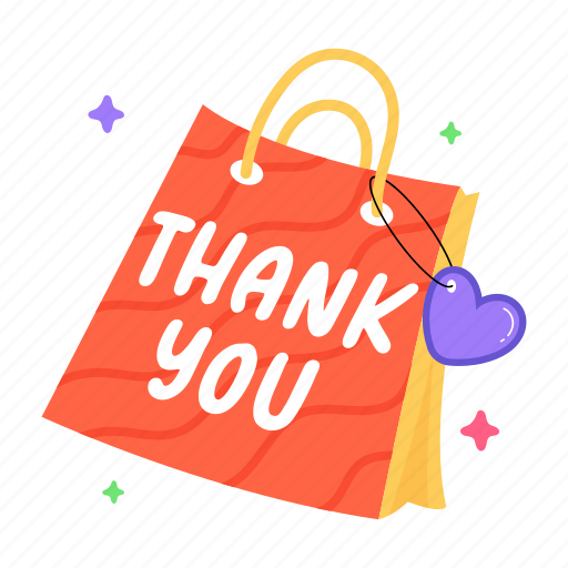 Gift tote, gift bag, thank you, thanks gift, paper bag sticker - Download on Iconfinder
