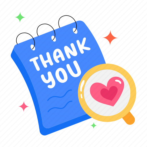 Writing book, notepad, thank you, gratitude word, thanks word sticker - Download on Iconfinder