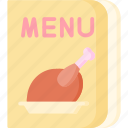 thanksgiving, flat, menu, chicken, turkey, meat, leg, roast, dinner, family, holiday, autumn