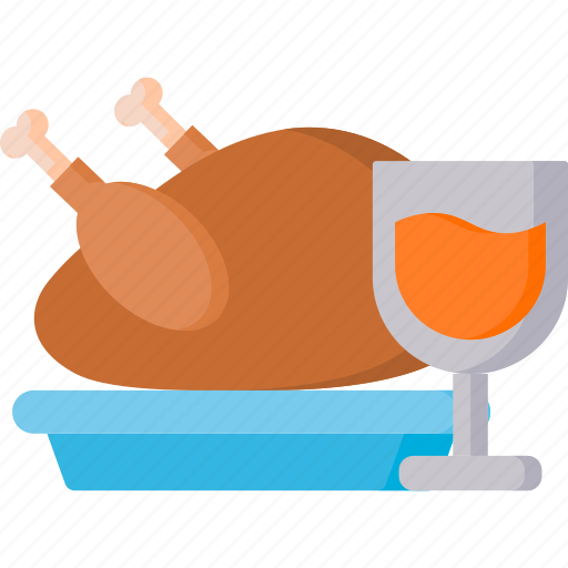 Thanksgiving, flat, turkey, wine, food and drinks icon - Download on Iconfinder