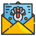 letter, communications, envelope, turkey, mail, card, thanksgiving