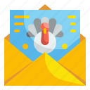 card, envelope, mail, turkey, communications, thanksgiving, letter