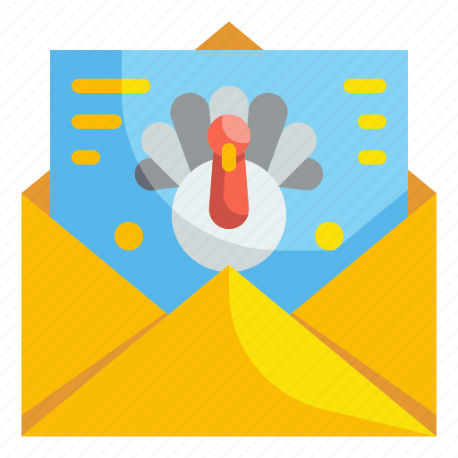 Card, envelope, mail, turkey, communications, thanksgiving, letter icon - Download on Iconfinder