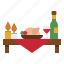 dinner, turkey, meal, food, wine 