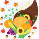 thanksgiving day, harvest, vegetables, pumpkin, cornucopia 