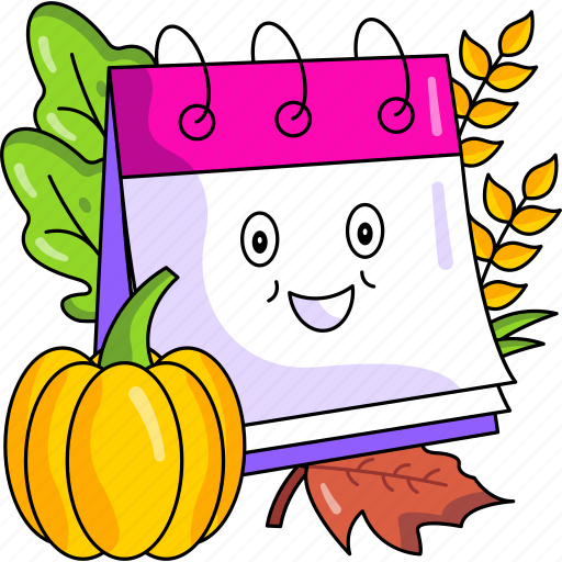 Calender, pumpkin, thanksgiving day, celebration, vegetables, autumn, thanksgiving icon - Download on Iconfinder