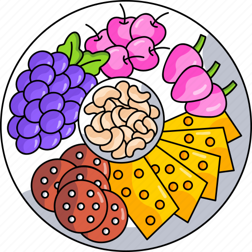 Cheese, meal, plate, nuts, fruits, cookies, dinner icon - Download on Iconfinder