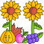 sunflower, flower, fruits, vegetable, thanksgiving day, pumpkin, thanksgiving 