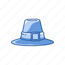 flat topped hat, hat, hat with buckle, pilgrim hat 