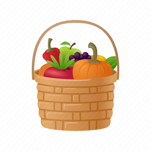 Celebration, harvest, basket, fruit basket, wicker basket, thanksgiving, holiday icon - Download on Iconfinder
