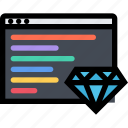 clean, code, computer, gem, technology icon