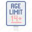 age, limit, restriction, sign 