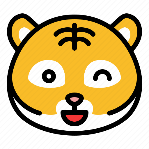 Animal, emoticon, expression, happy, smile, tiger icon - Download on Iconfinder