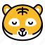 animal, emoticon, expression, pleased, relieved, tiger, wild 