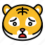animal, disappointed, emoticon, expression, sad, tiger, wild 