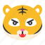 animal, emoji, expression, fight, tiger, wild 