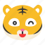 animal, emoji, expression, happy, smile, tiger 