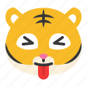 animal, blah, emoji, expression, tiger, tongue, wild