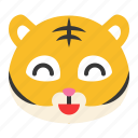 animal, emoji, expression, happy, smile, tiger, wild