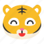 animal, emoji, expression, happy, smile, tiger, wild 