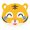 animal, emoji, expression, laugh, tears of joy, tiger, wild